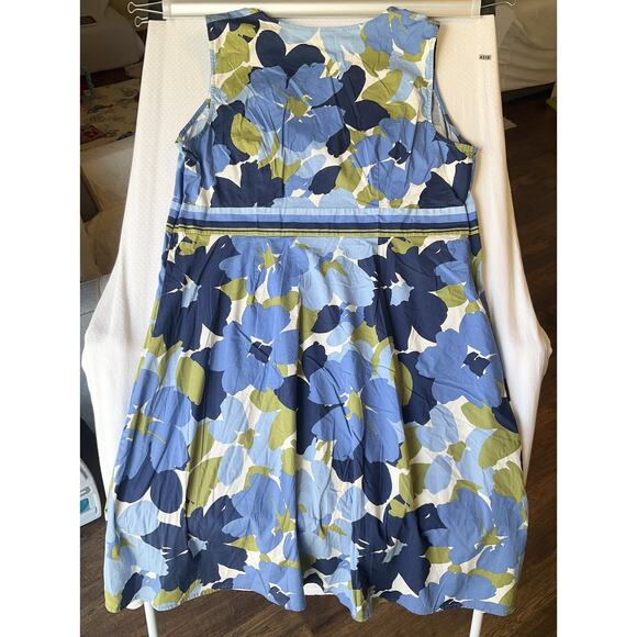 Croft & Barrow Women Midi Dress 1X Blue Floral Fit Flare Sleeveless V-neck - Picture 11 of 11